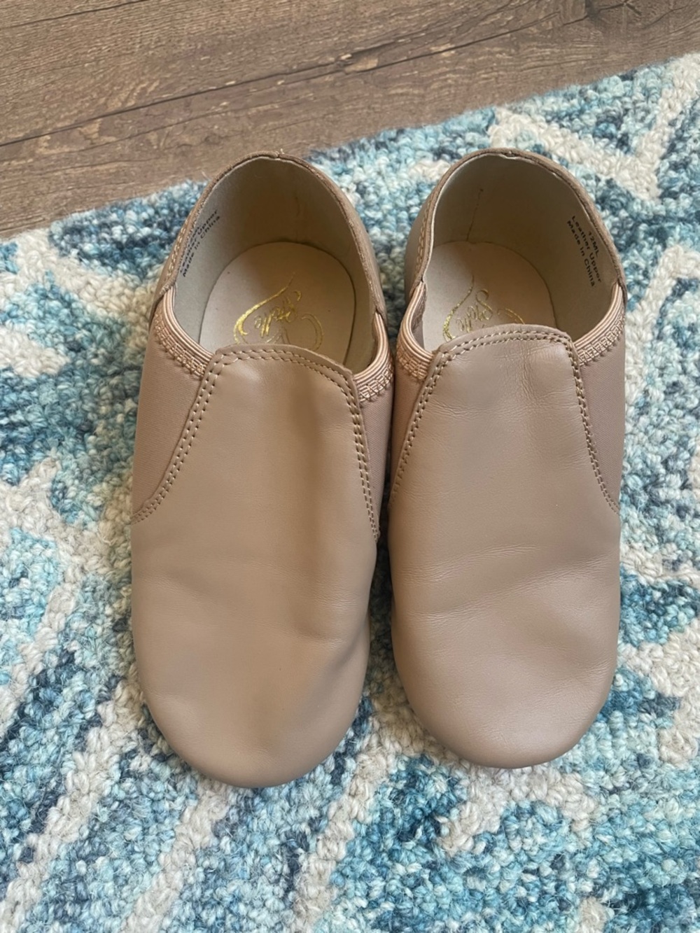 Taupe Slip-On Leather Dance Shoes